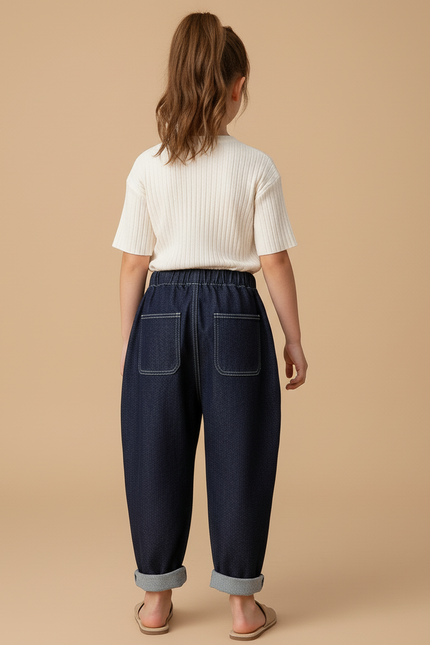 Pantalon Baggy Denim Bleu Marine Ample Enfant Décontracté - Jean - vue 2