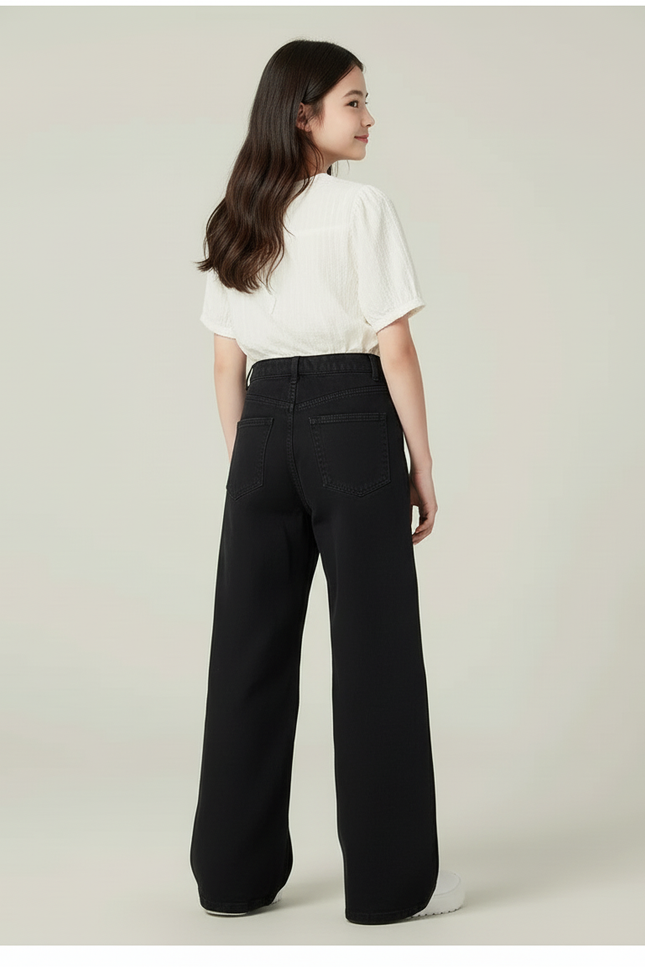 Pantalon Baggy Noir Denim Large Confortable Fille - Jean - vue 2
