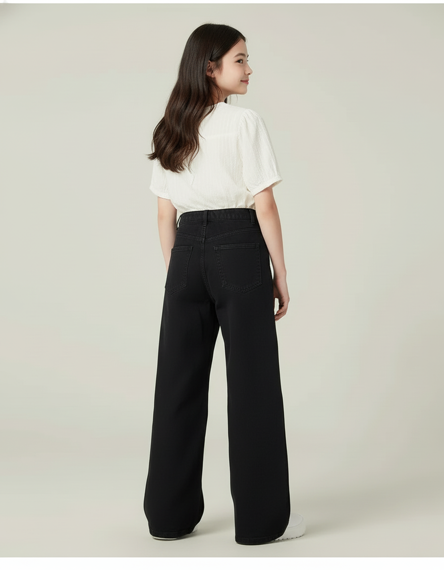 Pantalon Baggy Noir Denim Large Confortable Fille - Jean - vue 2
