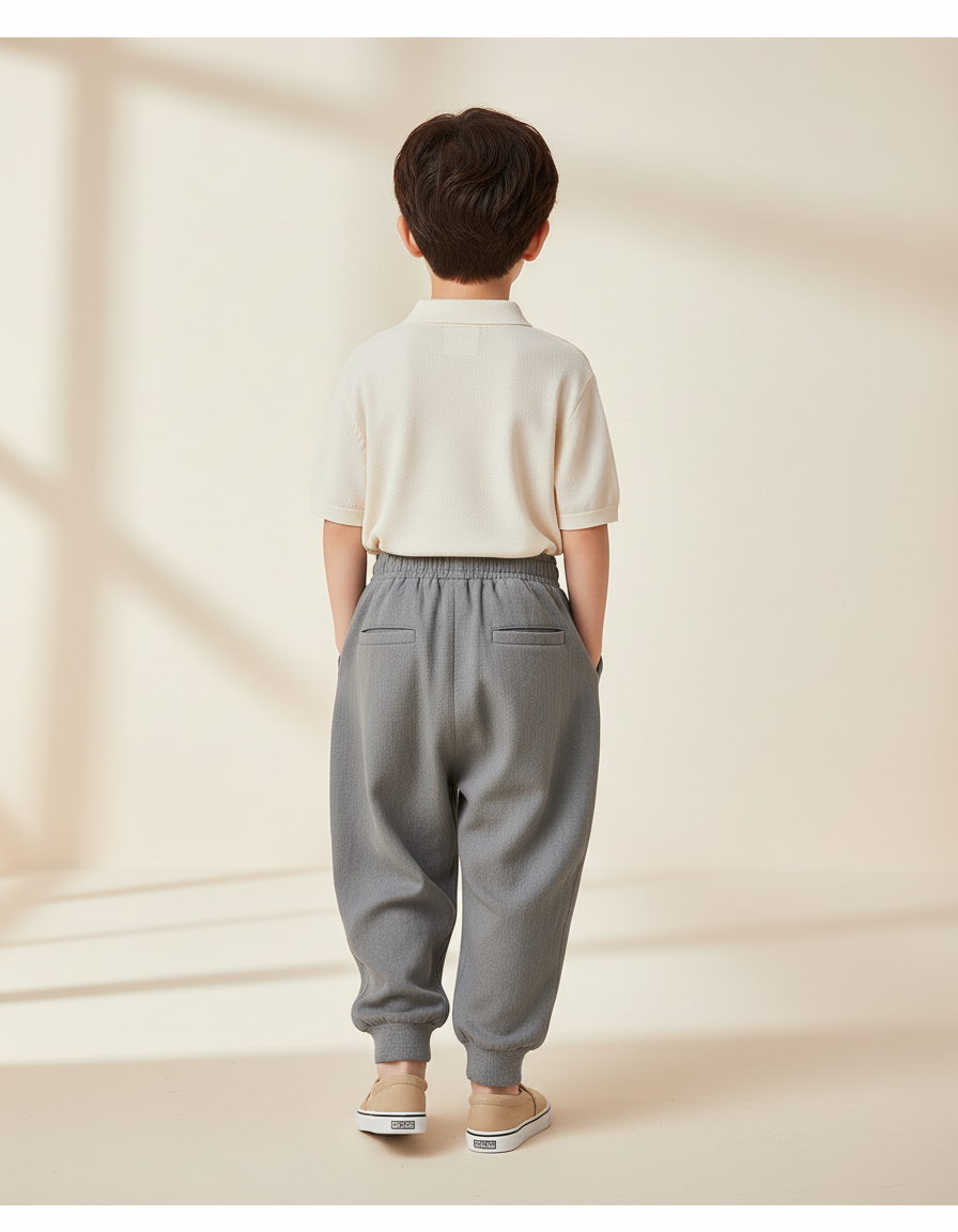 Pantalon Baggy Gris Ample Coton Décontracté Garçon - Lin - vue 2