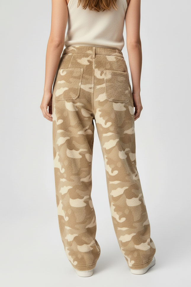 Pantalon Baggy Polaire Camouflage Beige Ample Confortable - Molleton - vue 2