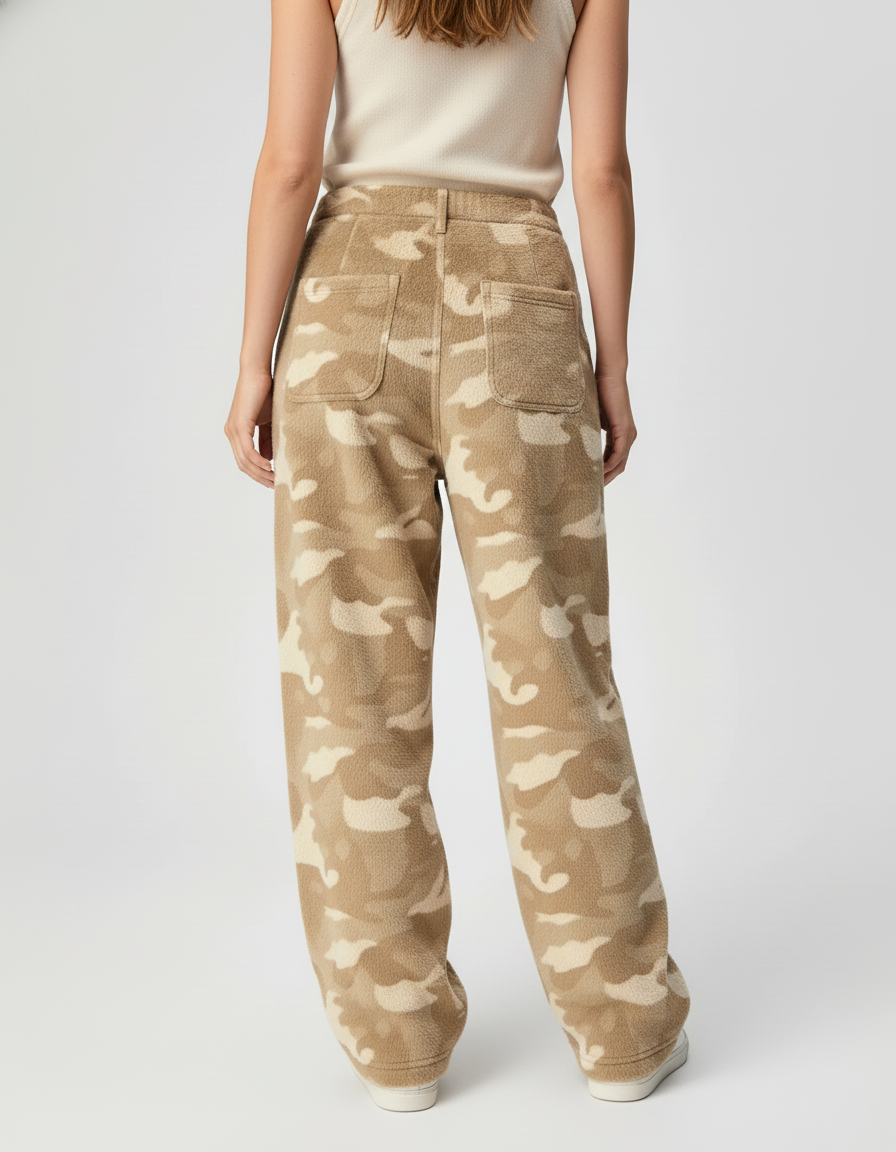 Pantalon Baggy Polaire Camouflage Beige Ample Confortable - Molleton - vue 2