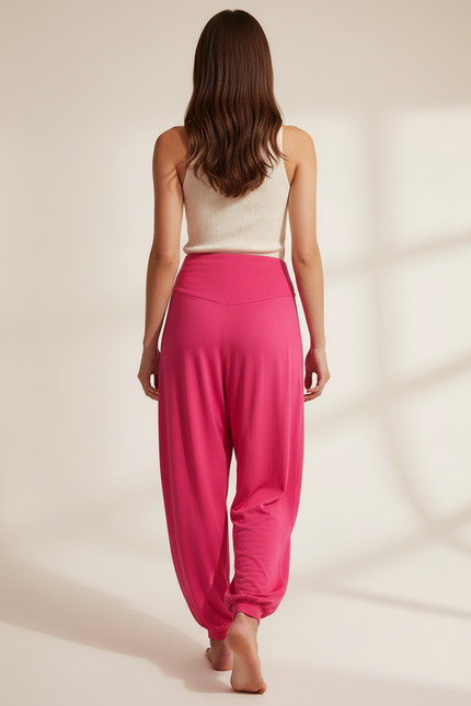 Pantalon Baggy Fuchsia Fluide Confortable Femme - Rose Viscose - vue 2