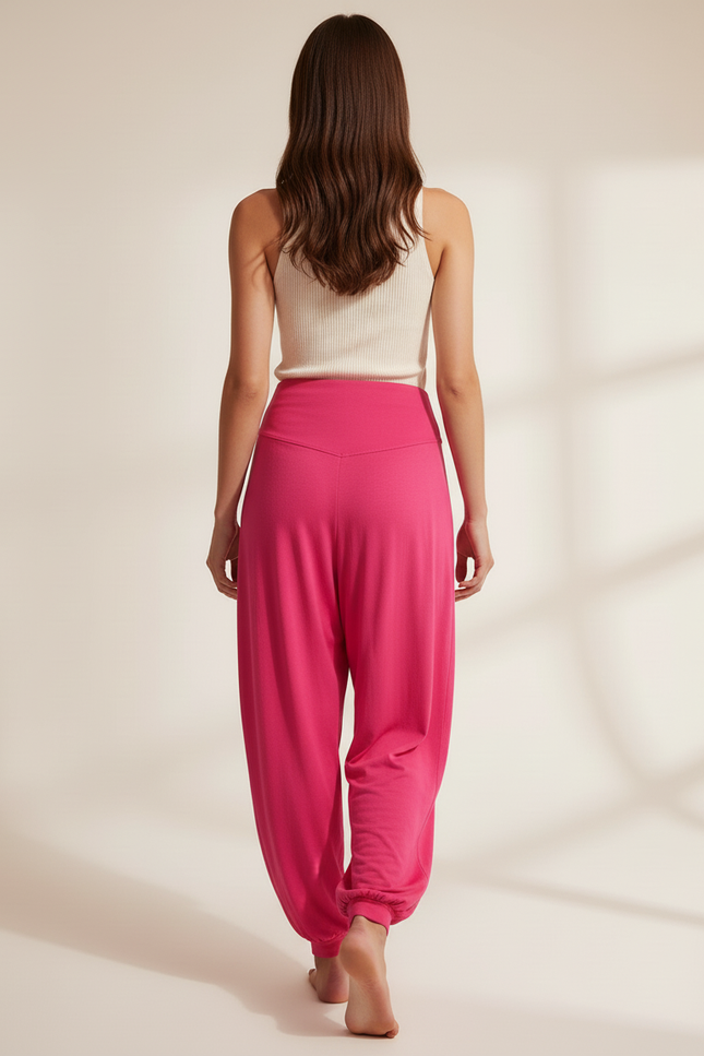 Pantalon Baggy Fuchsia Fluide Confortable Femme - Rose Viscose - vue 2