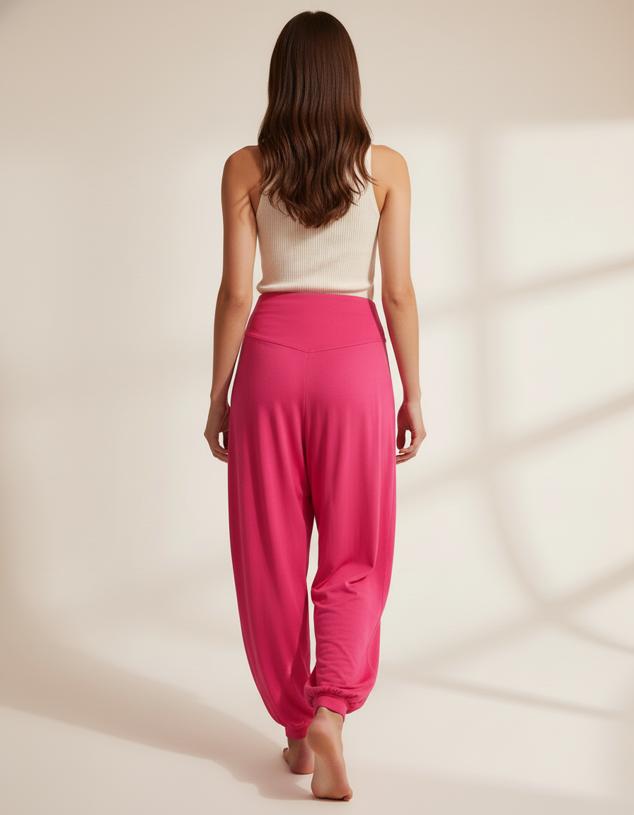 Pantalon Baggy Fuchsia Fluide Confortable Femme - Rose Viscose - vue 2