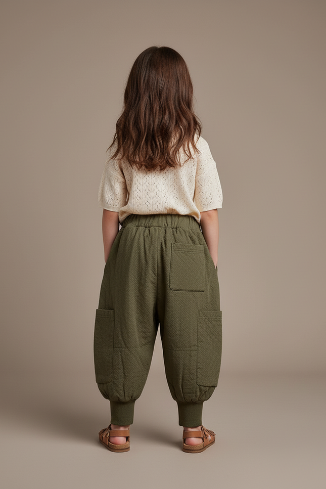 Pantalon Baggy Kaki Ample Matelassé Enfant - Molleton - vue 2