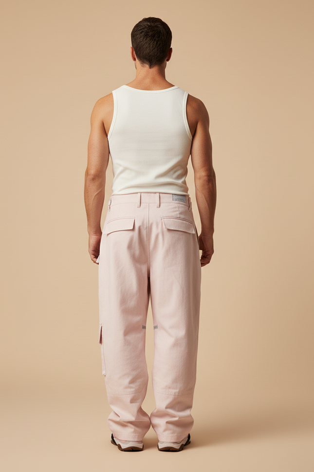 Pantalon Baggy Rose Cargo Décontracté Ample Homme - Toile - vue 2