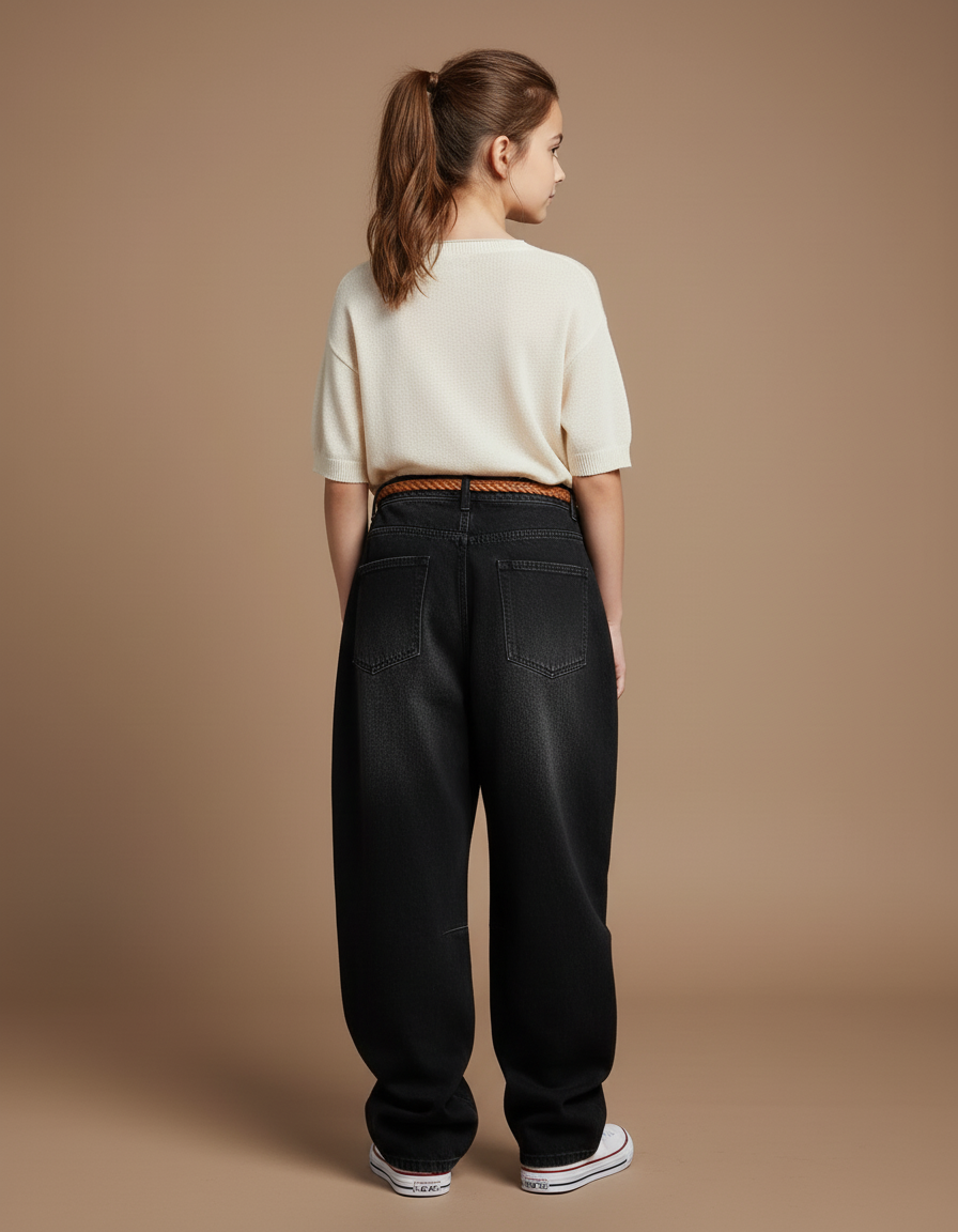 Pantalon Baggy Noir Dragon Imprimé Ample Décontracté Streetwear - Jean - vue 2