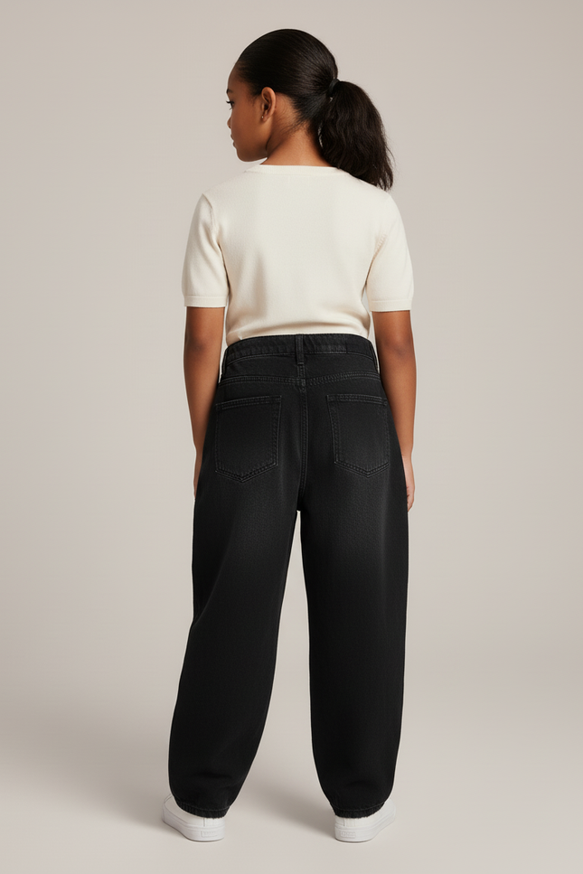 Pantalon Baggy Noir Déchiré Ample Décontracté Enfant - Jean - vue 2