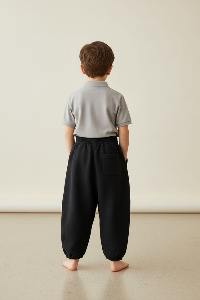 Pantalon Baggy Noir Ample Coton Enfant Décontracté - vue 2