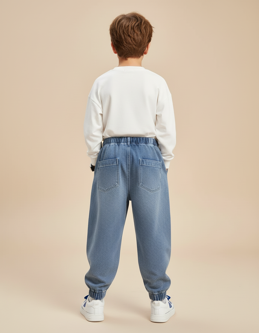 Pantalon Baggy Jean Bleu Ample Enfants Streetwear - vue 2