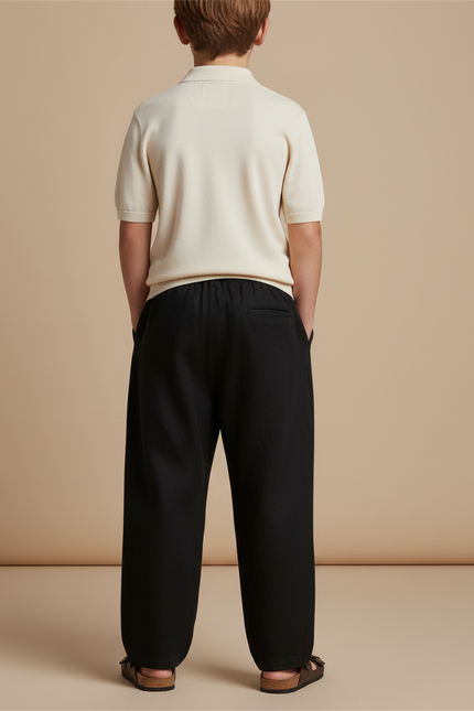 Pantalon Baggy Noir Ample Imprimé Visage Décontracté Enfant - Molleton - vue 2