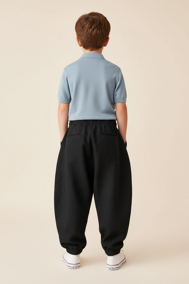 Pantalon Baggy Noir Ample Lin Garçon - vue 2