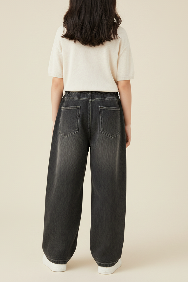 Pantalon Baggy Denim Gris Ample Décontracté Enfant - Jean - vue 2