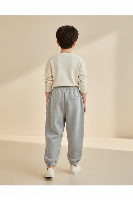 Pantalon Baggy Gris Ample Molletonné Enfant Décontracté Sport - vue 2