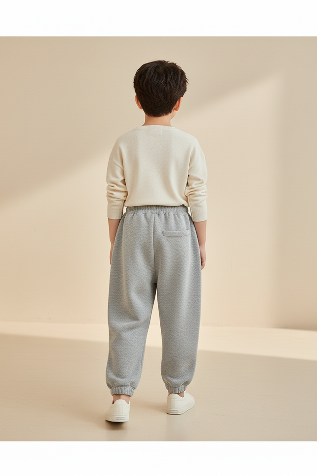 Pantalon Baggy Gris Ample Molletonné Enfant Décontracté Sport - vue 2