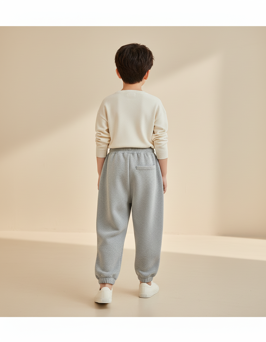 Pantalon Baggy Gris Ample Molletonné Enfant Décontracté Sport - vue 2