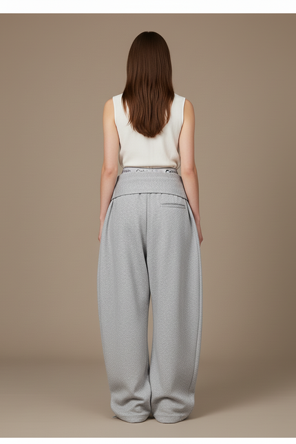 Pantalon Baggy Gris Ample Molleton Imprimé Graphique - vue 2