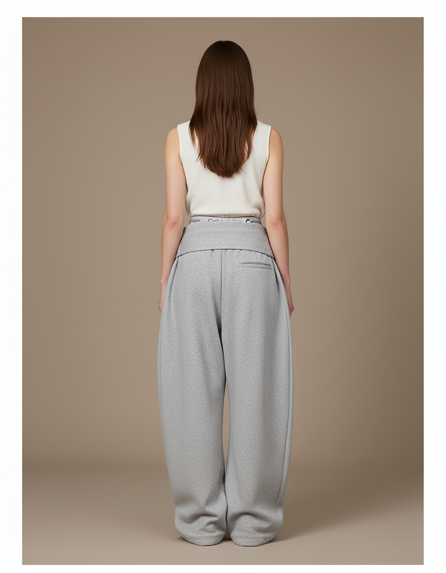 Pantalon Baggy Gris Ample Molleton Imprimé Graphique - vue 2