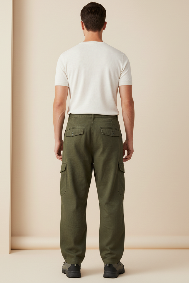 Pantalon Baggy Kaki Coton Ample Cargo Homme - Toile - vue 2
