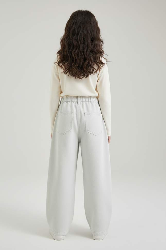 Pantalon Baggy Enfant Gris Clair Ample Décontracté - Jean - vue 2