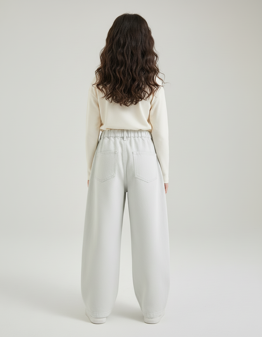 Pantalon Baggy Enfant Gris Clair Ample Décontracté - Jean - vue 2