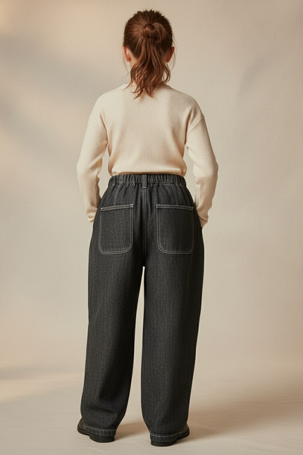 Pantalon Baggy Denim Gris Ample Fleur De Lys - Jean - vue 2
