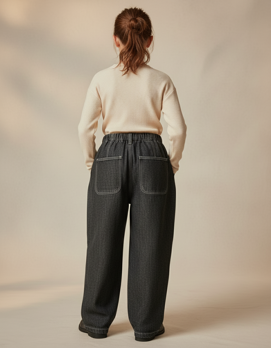 Pantalon Baggy Denim Gris Ample Fleur De Lys - Jean - vue 2