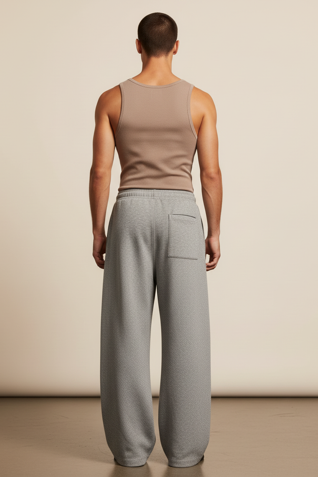 Pantalon Baggy Gris Ample Molleton Cordon Décontracté - vue 2