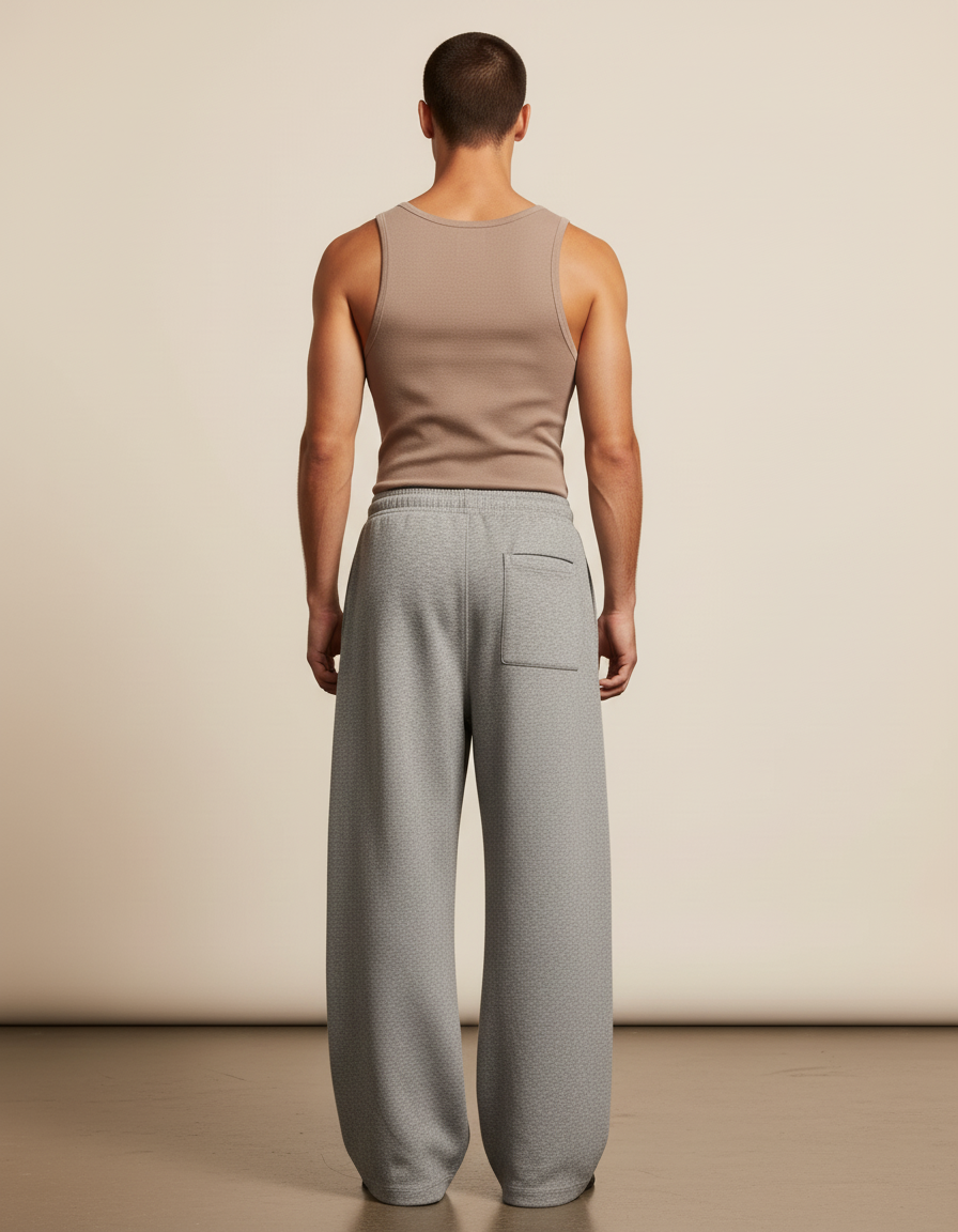 Pantalon Baggy Gris Ample Molleton Cordon Décontracté - vue 2