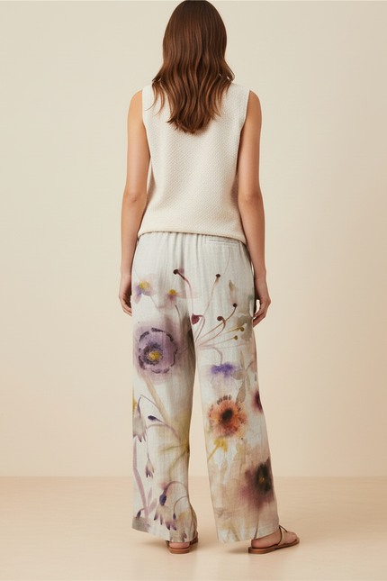 Pantalon Baggy Fleuri Ample Lin Décontracté Femme - Multicolore - vue 2