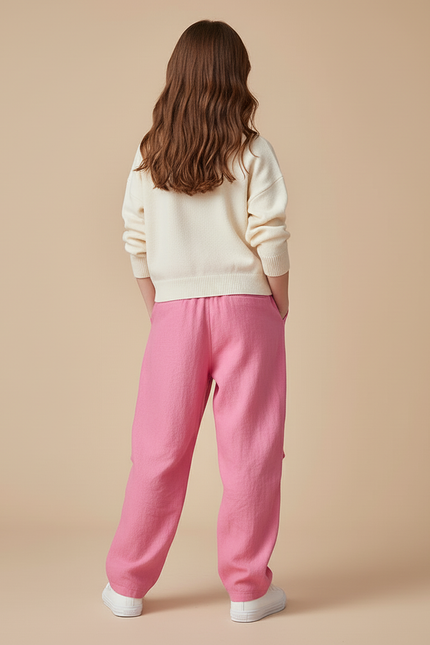 Pantalon Baggy Rose Ample Lin Confortable Fille - vue 2