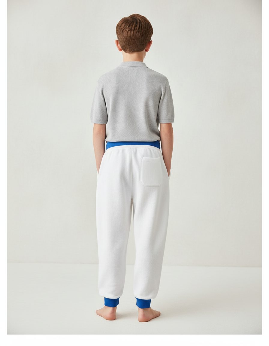 Pantalon Baggy Blanc Décontracté Imprimé Molleton Garçon - vue 2