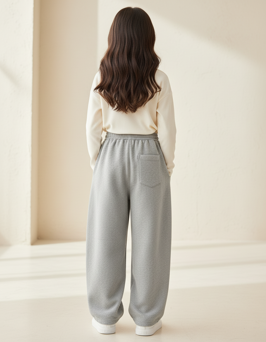 Pantalon Baggy Gris Coton Ample Confortable Enfant - Molleton - vue 2