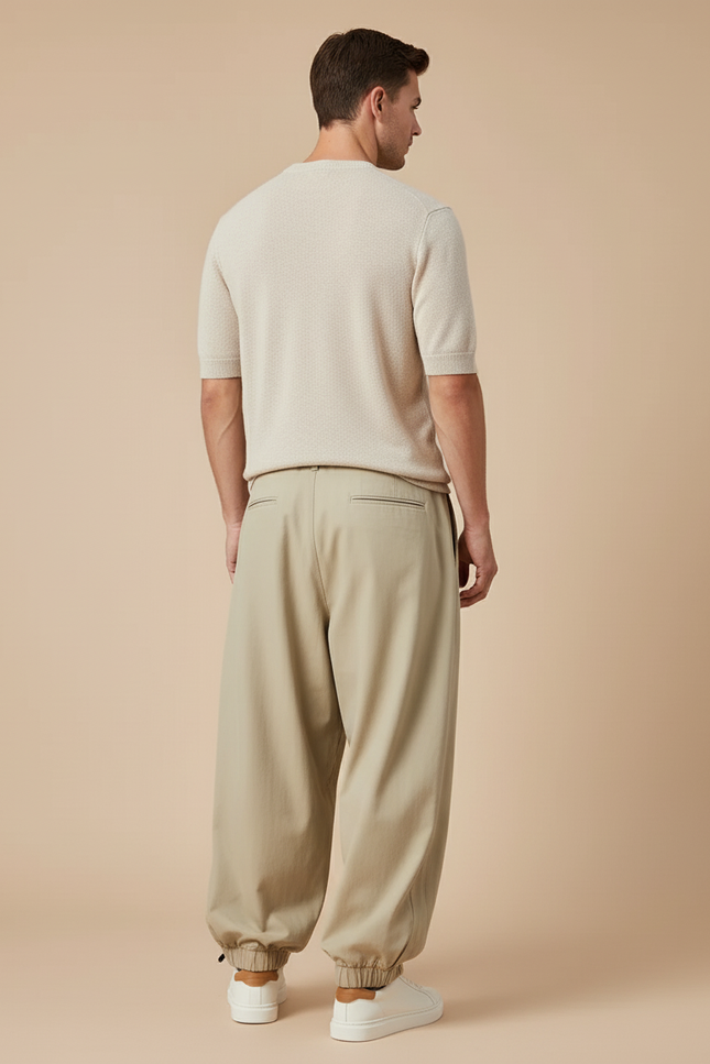 Pantalon Baggy Beige Chino Ample Décontracté Homme - Gabardine - vue 2