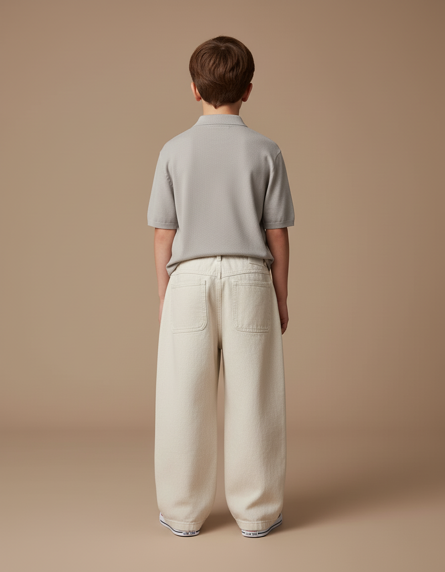 Pantalon Baggy Beige Large Coton Décontracté Garçon - Toile - vue 2