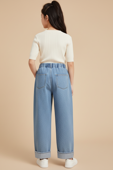 Pantalon Baggy Denim Bleu Ample Décontracté Enfant - Jean - vue 2