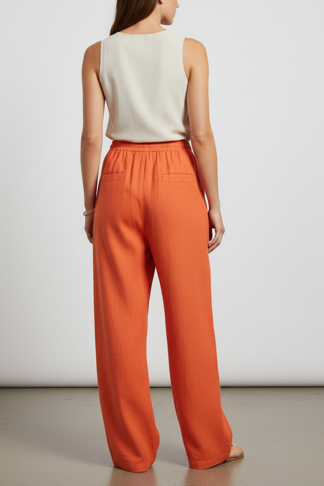 Pantalon Baggy Orange Lin Ample Fluide Femme - vue 2