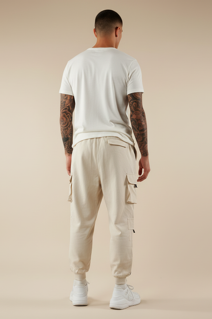 Pantalon Baggy Beige Cargo Décontracté Multi-Poches Homme - Molleton - vue 2