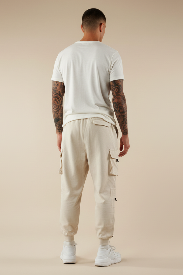 Pantalon Baggy Beige Cargo Décontracté Multi-Poches Homme - Molleton - vue 2