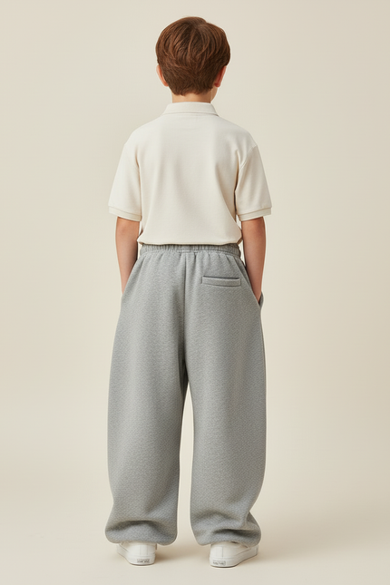 Pantalon Baggy Gris Coton Ample Enfant Sport - Molleton - vue 2