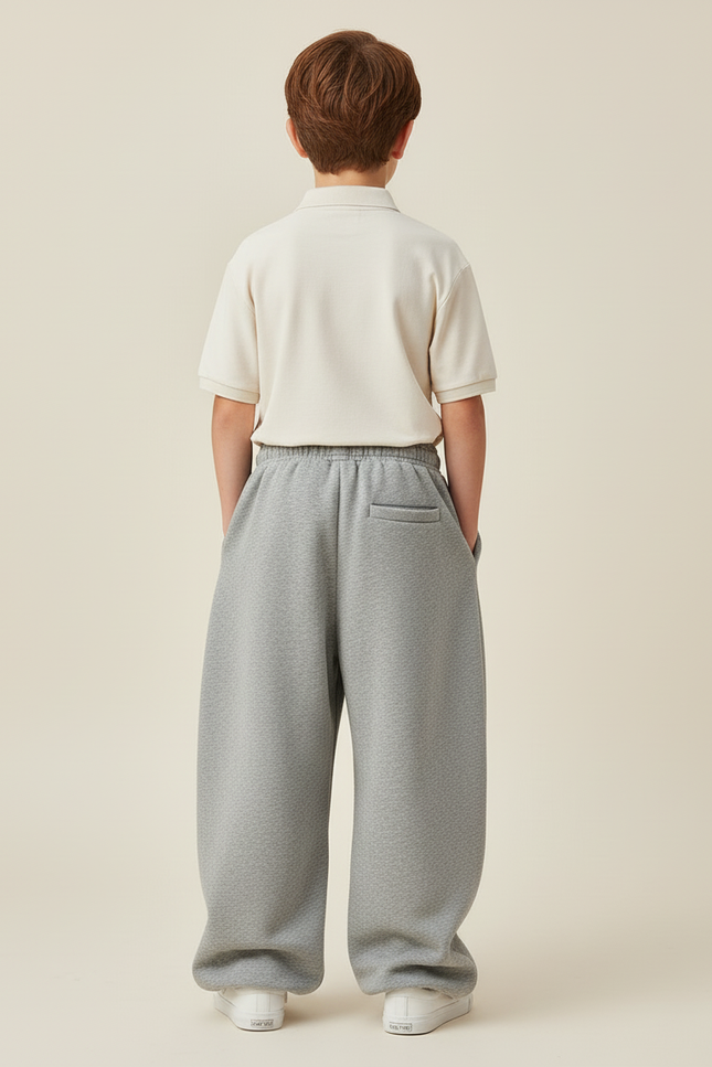 Pantalon Baggy Gris Coton Ample Enfant Sport - Molleton - vue 2