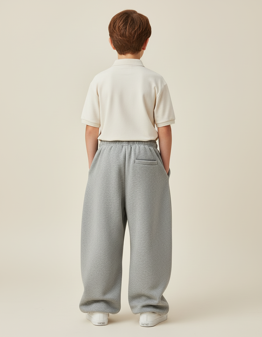 Pantalon Baggy Gris Coton Ample Enfant Sport - Molleton - vue 2