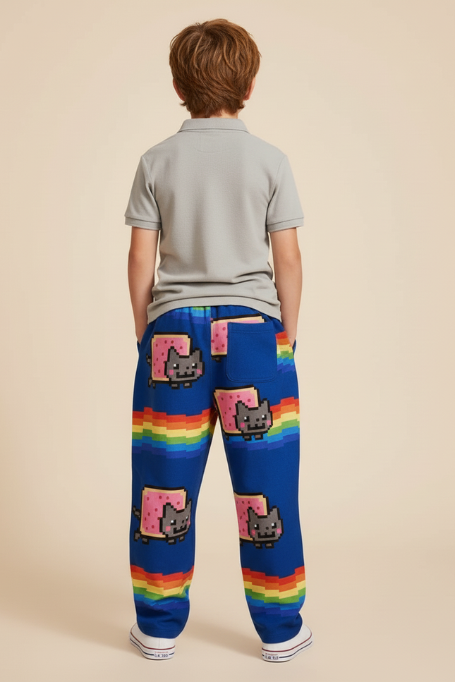 Pantalon Baggy Bleu Arc-en-ciel Pixel Lâche Enfant - Molleton - vue 2