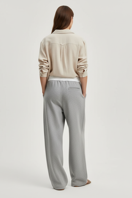 Pantalon Baggy Gris Sportif Ample Cordon Décontracté - Molleton - vue 2