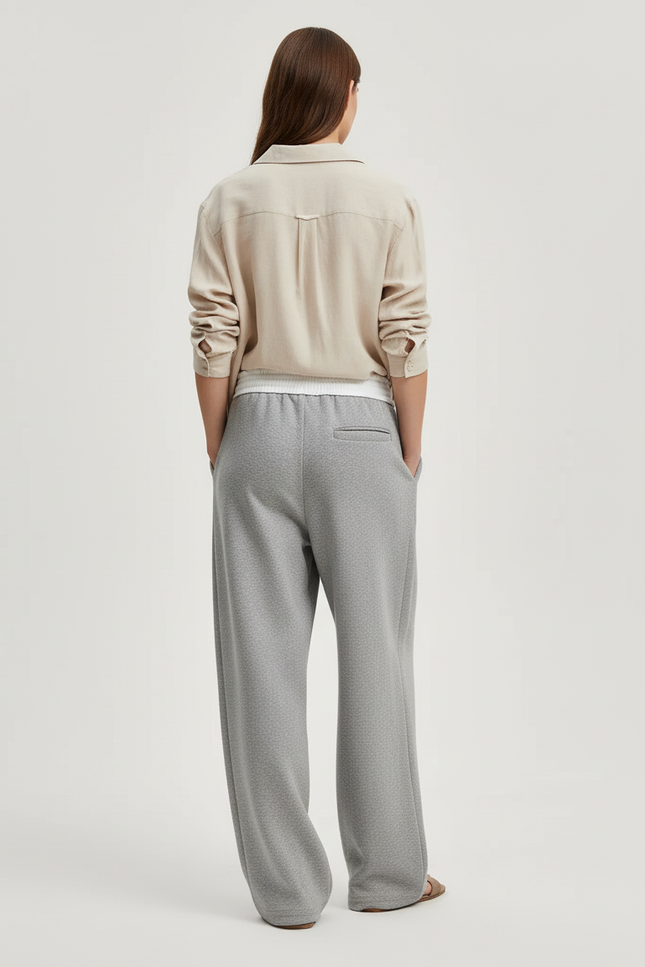 Pantalon Baggy Gris Sportif Ample Cordon Décontracté - Molleton - vue 2