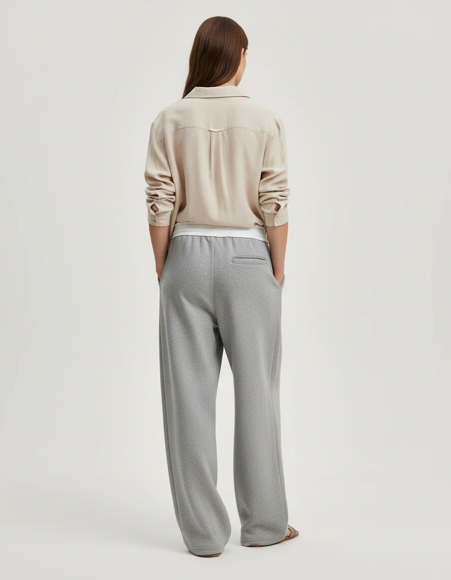 Pantalon Baggy Gris Sportif Ample Cordon Décontracté - Molleton - vue 2