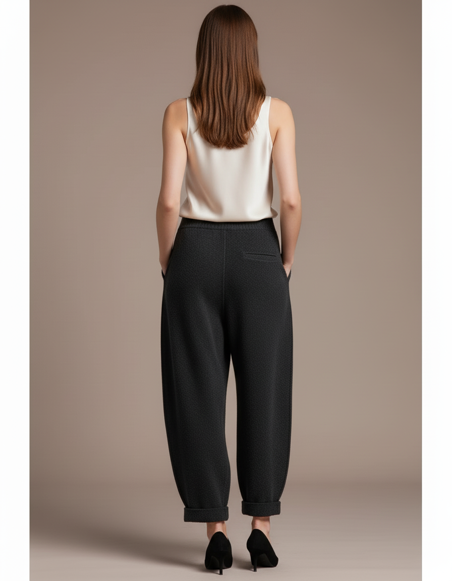 Pantalon Baggy Laine Chaud Tricoté Hiver Femme - Gris - vue 2