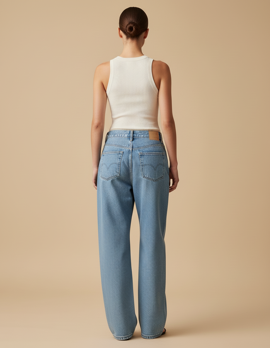 Pantalon Baggy Jean Clair Ample Imprimé Manga Streetwear - Bleu - vue 2