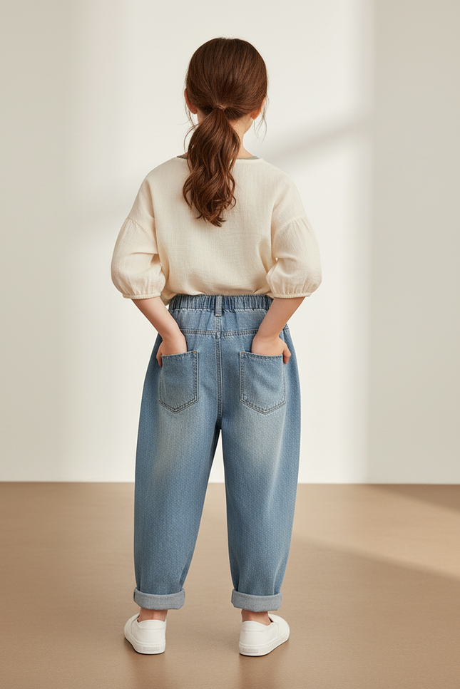 Pantalon Baggy Jean Bleu Déchiré Enfant - vue 2